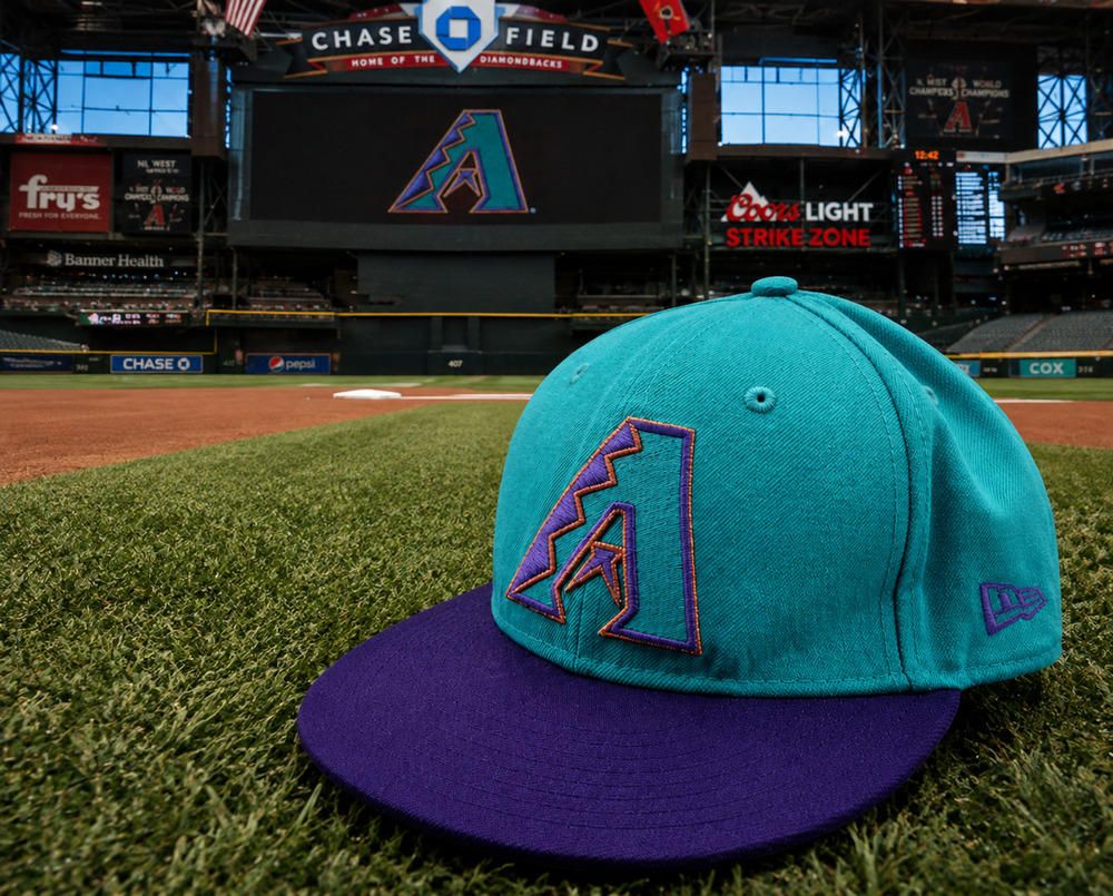Arizona Diamondbacks New Era 59FIFTY Fitted Hat Retro Two Tone Teal Purple 7 3/8